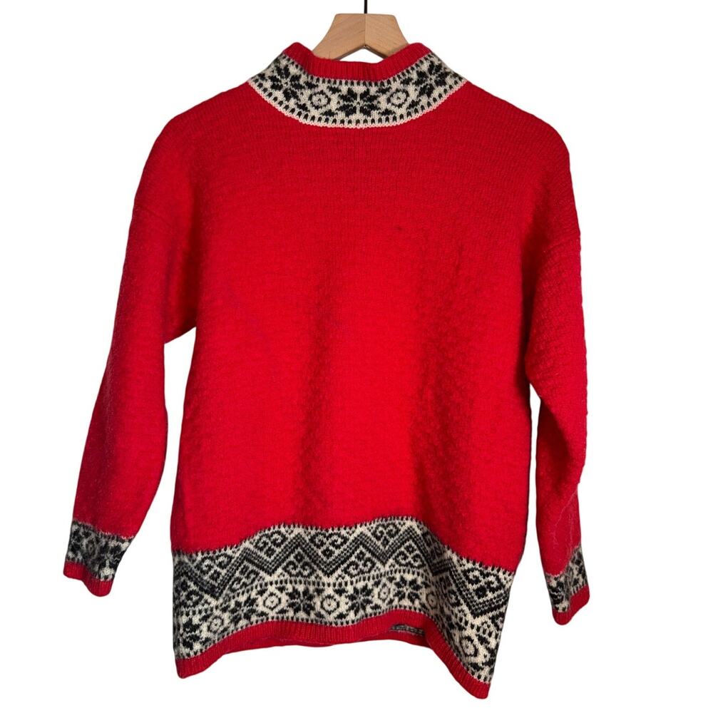 VINTAGE GAP 100% Wool 90s Fair Aisle mock neck ski Christmas sweater S
